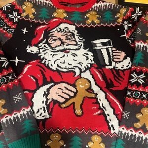 Ugly Christmas Sweater Santa Crewneck - Red, Black, Green